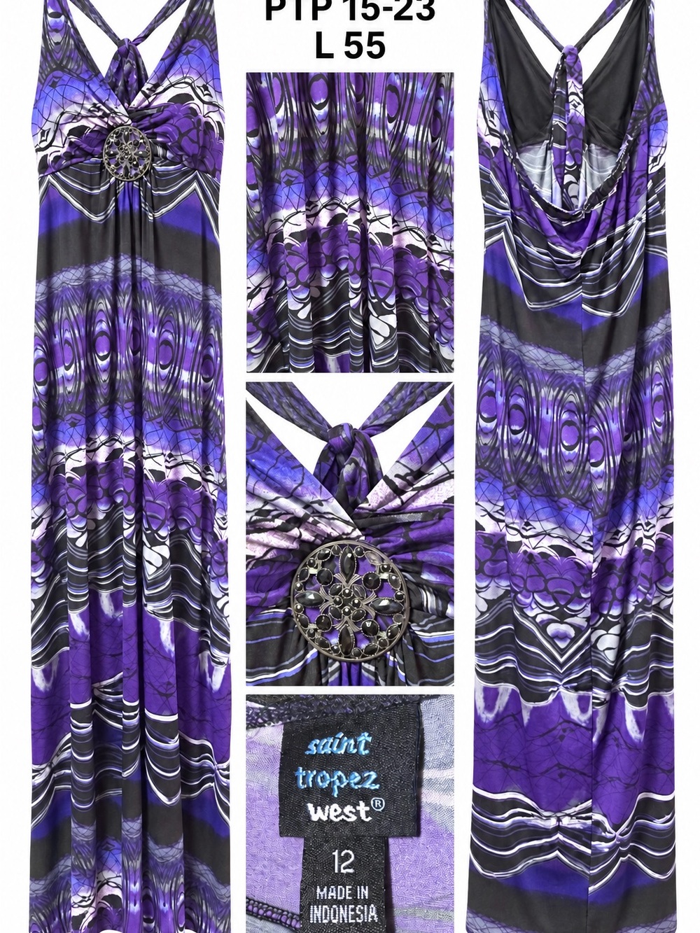Saint Tropez West Purple and Black Formal Maxi Dress